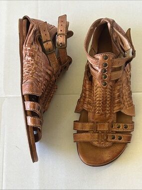 BED STU CLAIR GLADIATOR TAN DIP DYE LEATHER SANDALS